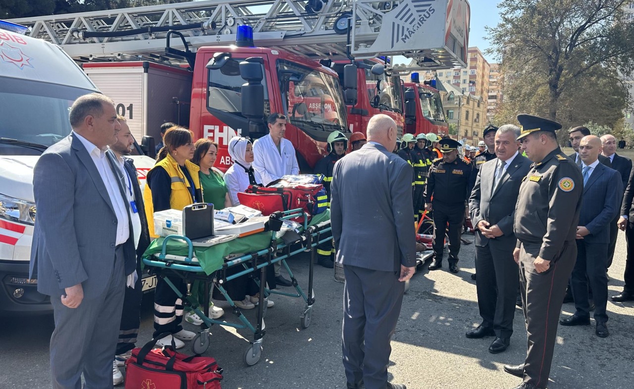 Abşeronda FHN tərəfindən mülki müdafiə məşqi təşkil edilib - FOTOLAR